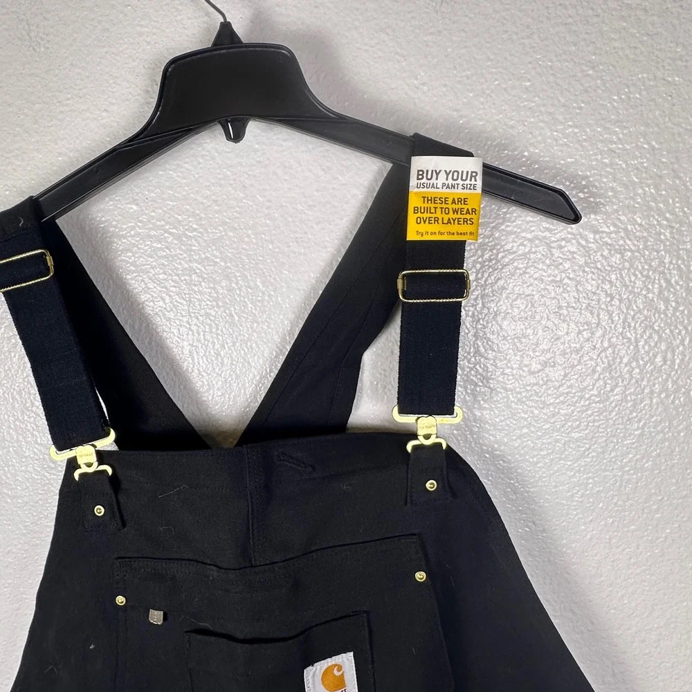 Carhartt Mens 2XL Tall‎ Black Firm Duck Insulated Bib Overalls NWT